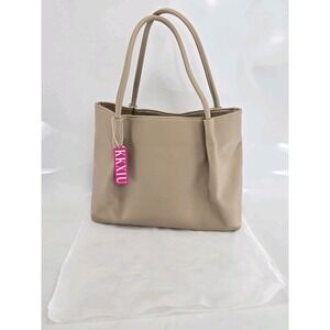 KKXIU 16x12 Large Tote Bag with Snap‎ Work Leather Travel Purse Handbag Tan